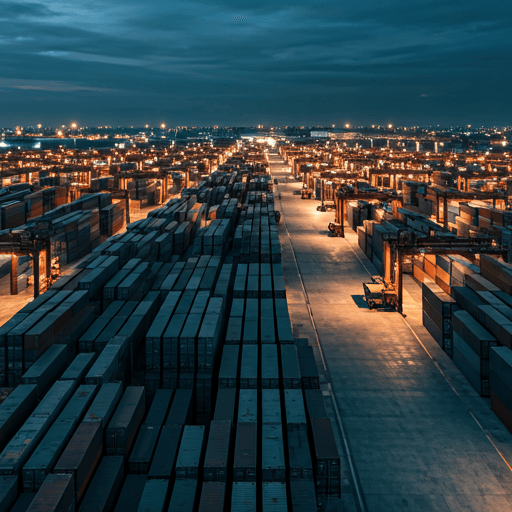 Logistics hub at dusk